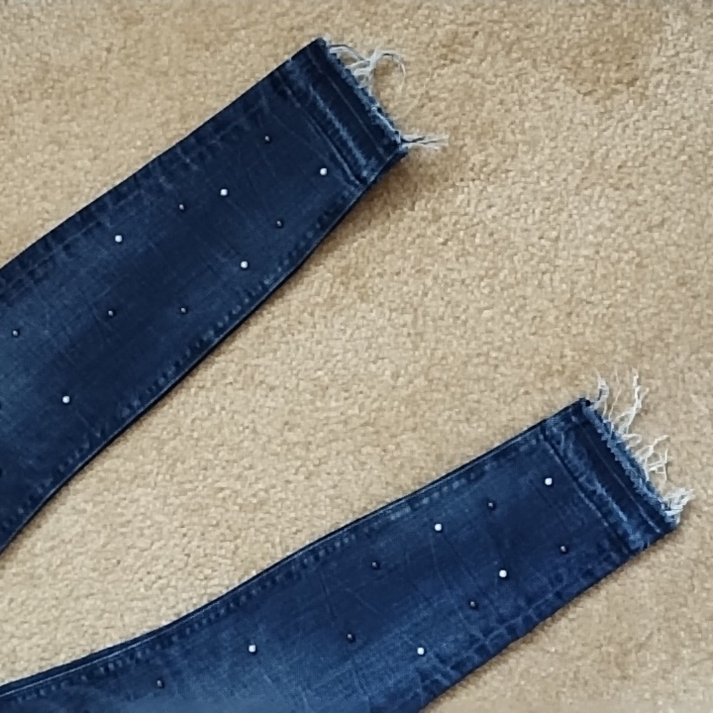 Express Midrise Ankle Denim Jeggings Women's Size 2 Stretch Performance Y2K Blue - Picture 3 of 10